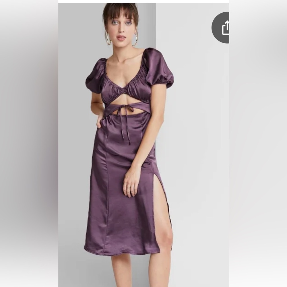 Wild Fable Purple Cut Out Tie Front Midi Dress XL